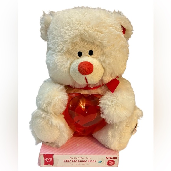 Cuddly White Teddy Bear with Red Nose and Light-Up Singing Heart - Picture 5 of 11